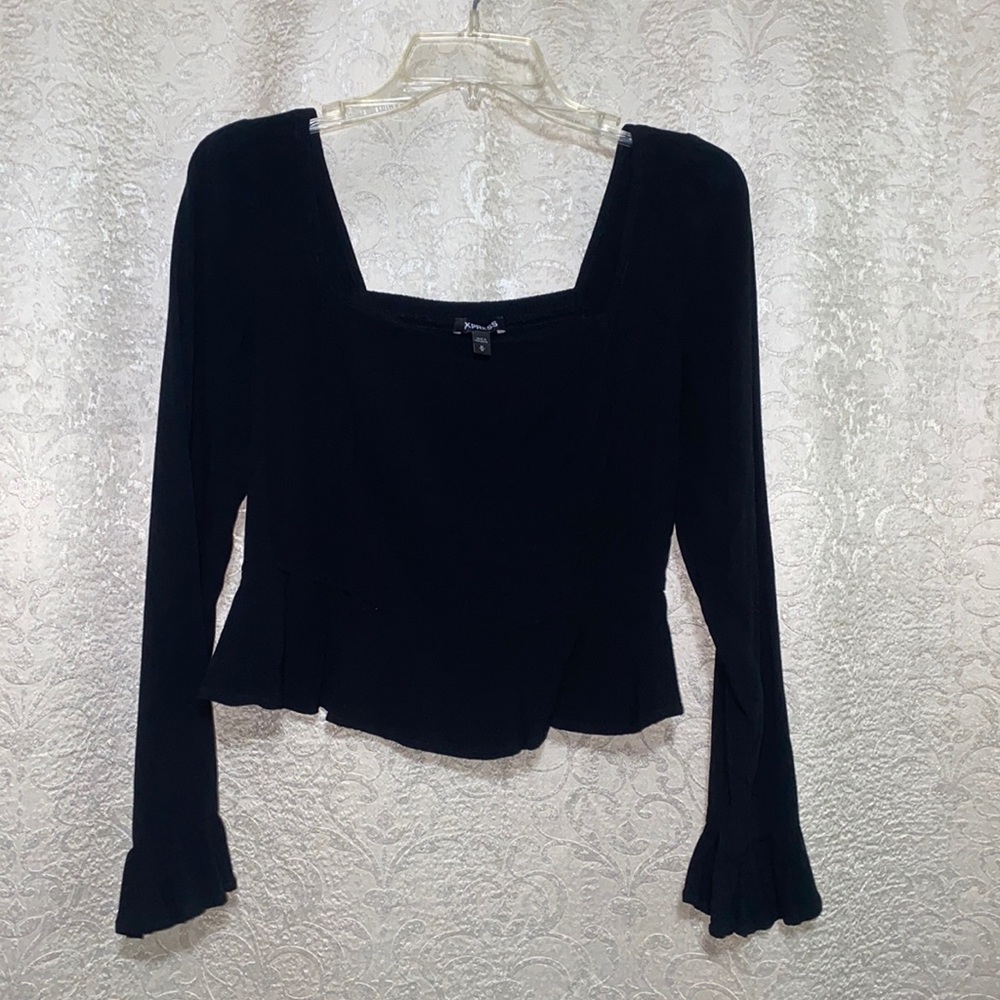 Express square neck blouse with ruffles